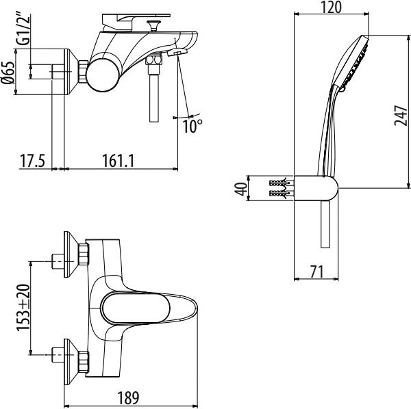 Смеситель для ванны Gattoni H2Omix7000 7000070NO черный матовый