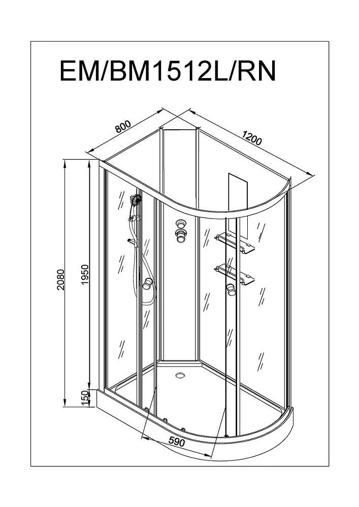 Душевая кабина Deto Em EM1512LNGM