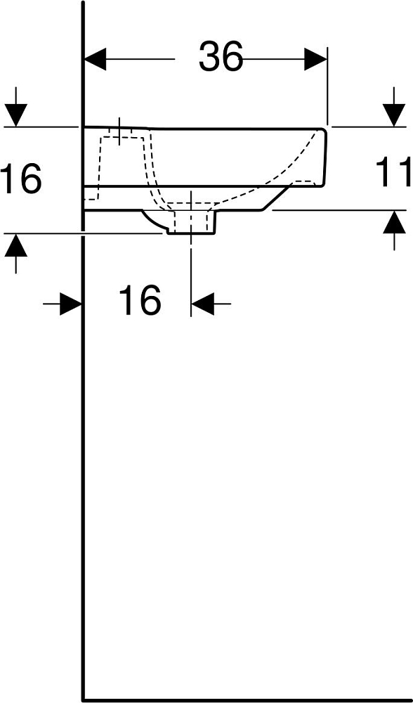 Раковина 36x45 Geberit Smyle Square 500.222.01.1, белый