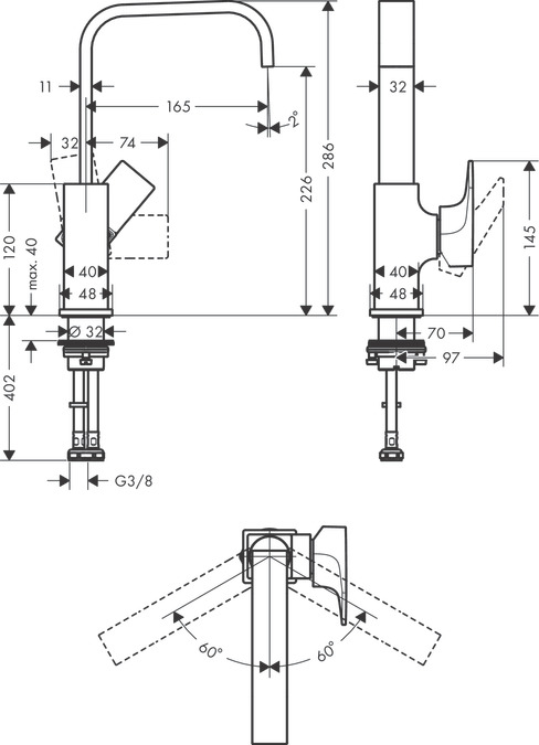 Смеситель для раковины Hansgrohe Metropol 32511670, чёрный матовый