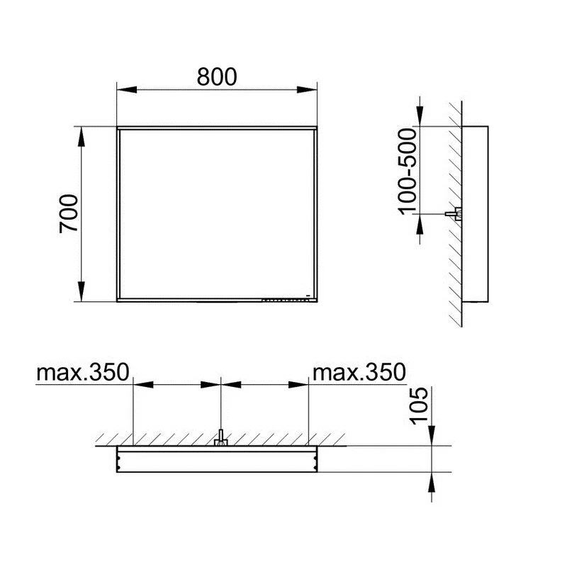 Зеркало Keuco Plan 33098292500 серый