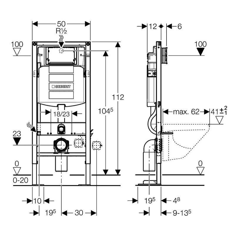 Инсталляция Geberit с унитазом Roca Dama Senso 346517/ZRU9000040/111.300.00.5, сиденье стандарт, комплект