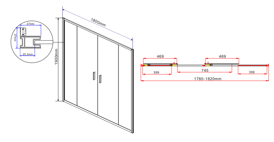 Душевая дверь Vincea Garda VDS-1G2180CL, стекло прозрачное, хром