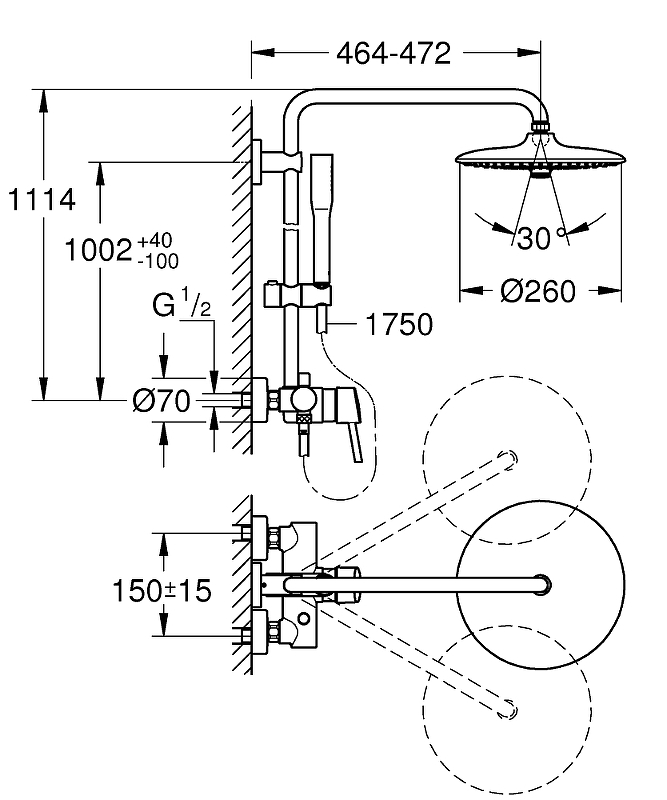 Душевая система Grohe Euphoria System 260 23061003, хром