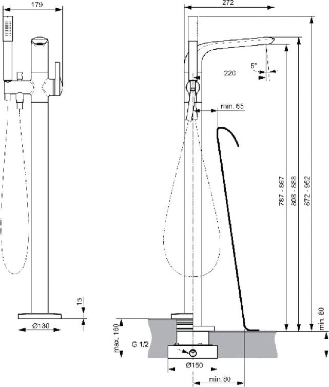 Смеситель Ideal Standard Melange A6120AA напольный