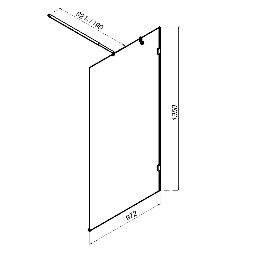Душевая перегородка 100x195 AM.PM X-Joy W94UWI-100-F1-BTE стекло прозрачное, профиль черный матовый
