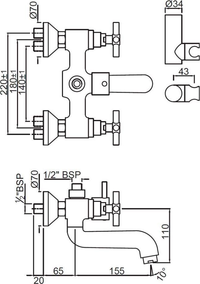 Смеситель для ванны с душем Jaquar SOL-CHR-6267