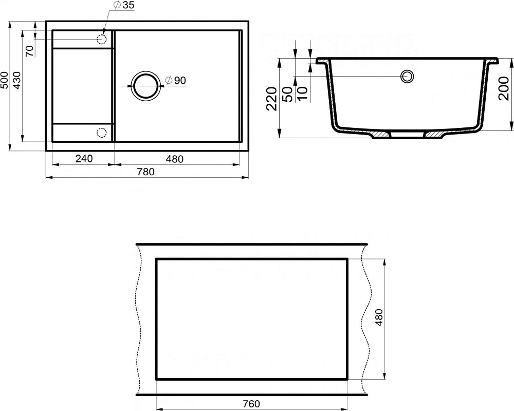 Мойка кухонная Point Велета 78 PN3002W, белый