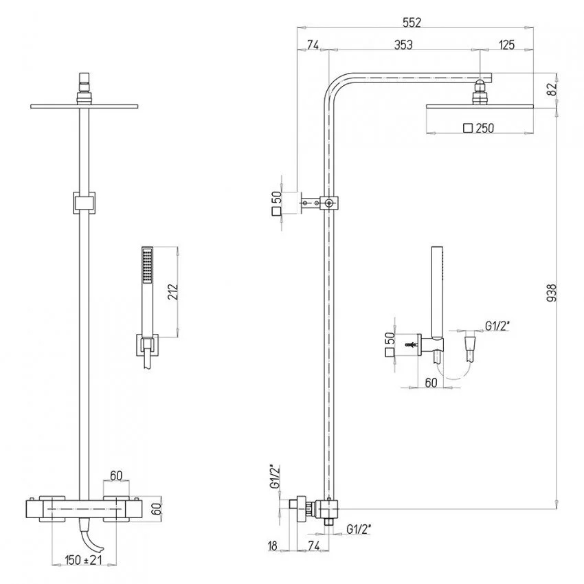 Душевая система Paini Dax-r-dax 84PZ689TH черный