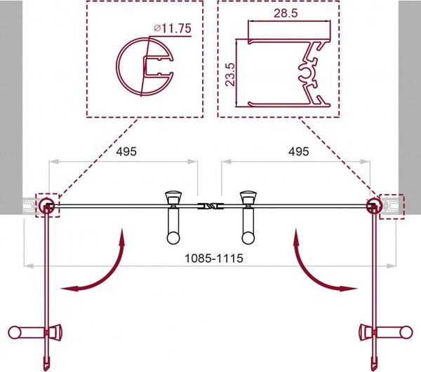 Душевая дверь в нишу BelBagno UNO-B-2-110-C-Cr