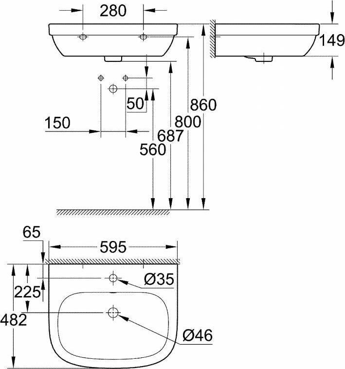 Раковина Grohe Euro Ceramic 3933500H 60 см