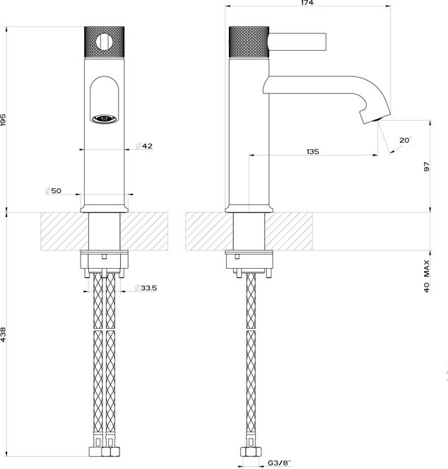 Смеситель для раковины Gessi Inciso 58002#149, finox