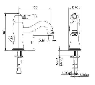 Смеситель для биде Bandini Antico 852820ZZ00 желтый