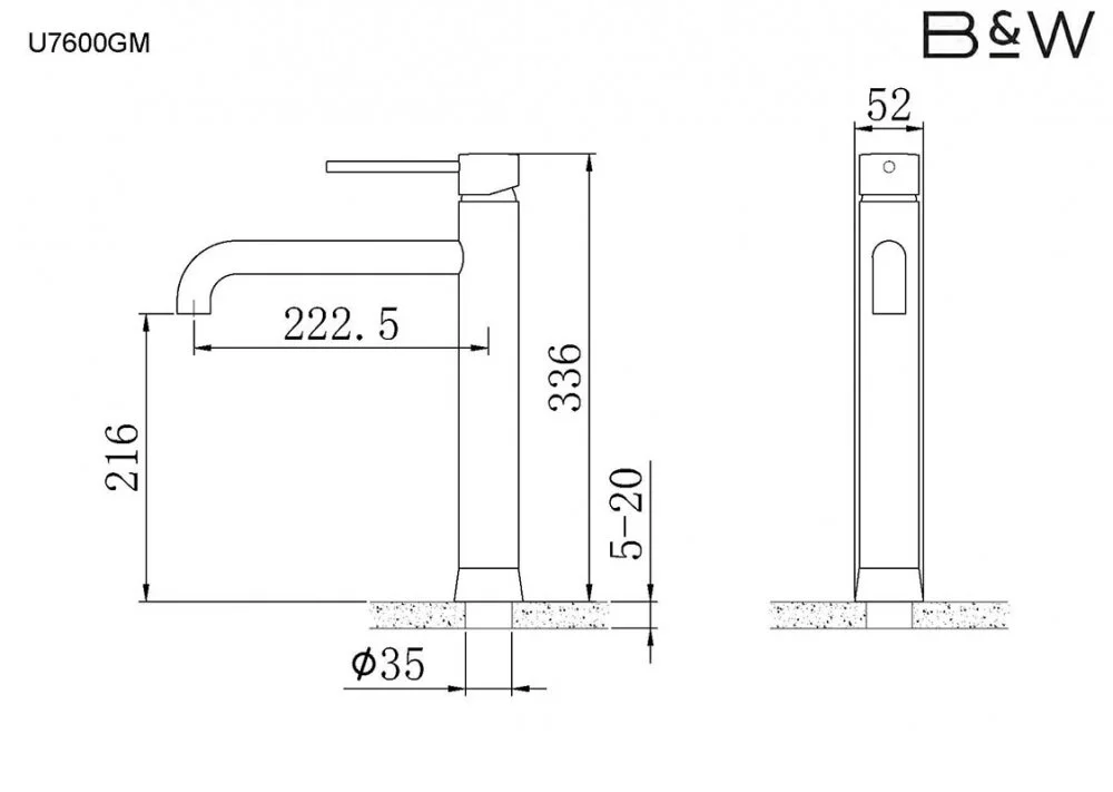 Смеситель для раковины Black&White Universe U7600GM черный