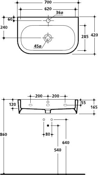 Раковина Kerasan Flo 315001 70 см