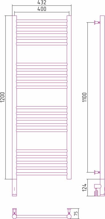 Полотенцесушитель электрический Сунержа Богема 3.0 1200x400 31-5804-1240 МЭМ левый, черный матовый