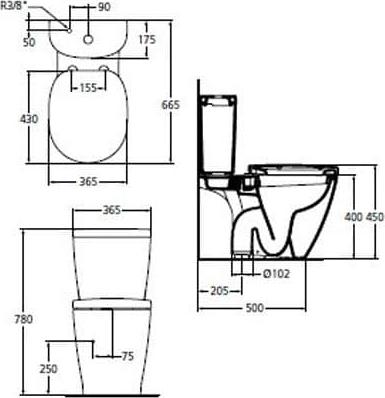 Унитаз-компакт Ideal Standard Connect E803801 с бачком E786101