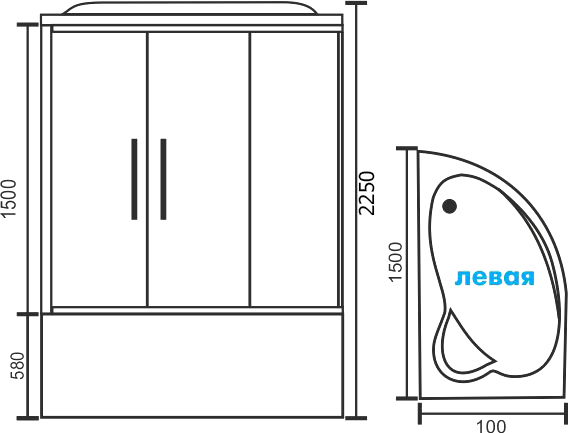 Душевой бокс Royal Bath RB 150ALP-T L