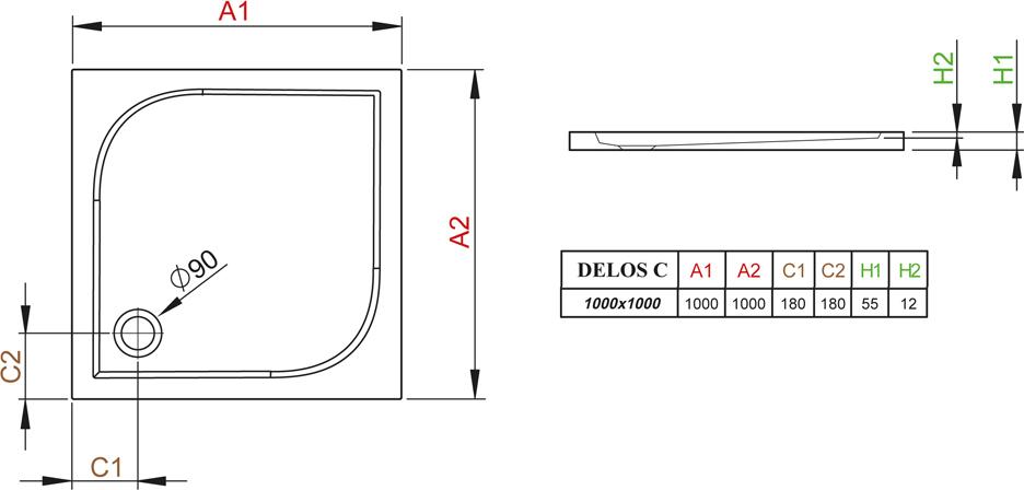 Поддон для душа Radaway Delos C1000