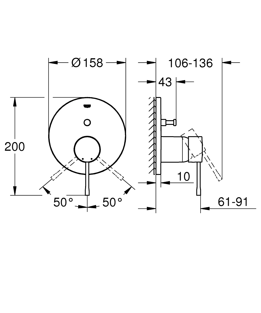 Смеситель для ванны Grohe Essence 24167KF1 черный