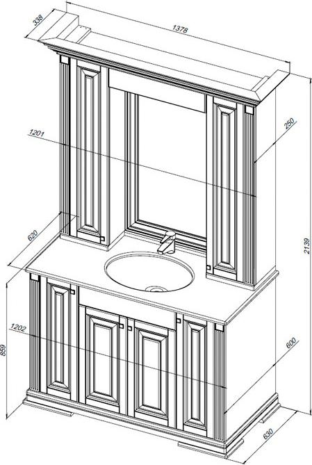 Тумба с раковиной Aquanet Кастильо 120 белая