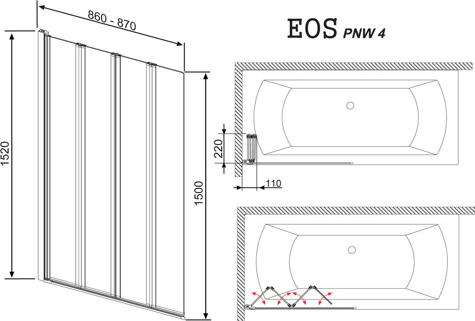 Шторка для ванной Radaway EOS PNW 4