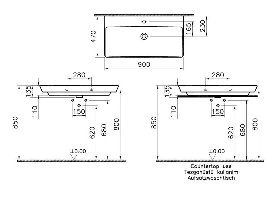 Раковина накладная VitrA T4 4454B003-0973 белый