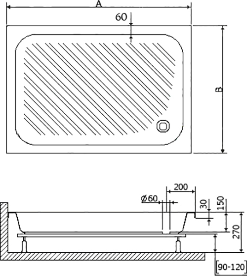 Поддон для душа RGW Acrylic B/CL-S 80х120