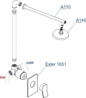 Встраиваемый комплект для душа WasserKRAFT Exter A12610, светлая бронза