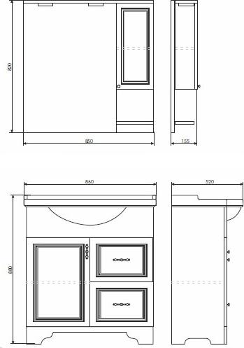 Тумба с раковиной Comforty Севилья-85 00003132626