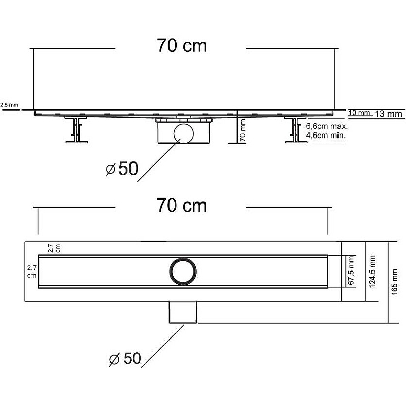 Душевой лоток Vincea Say Optima SAY.601.70.P.NSNGH 70 см, хром