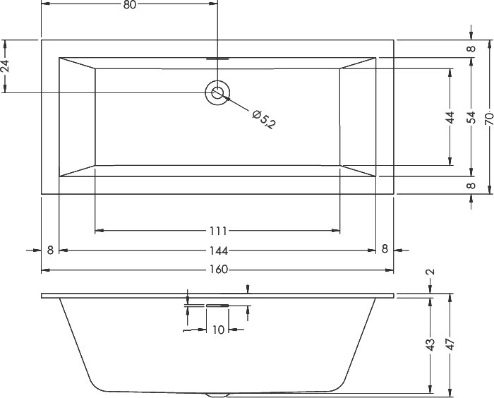 Акриловая ванна Riho Rething Cubic B104001005 160x70