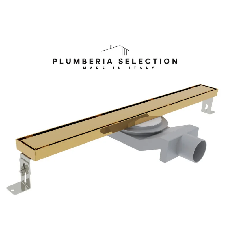 Дренажный канал Plumberia Selection PSL Linear PSL90OR, 90 см, под плитку, золото 24К