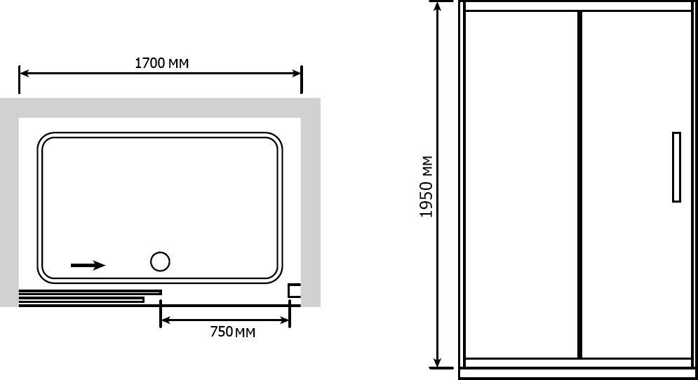 Душевая дверь в нишу RGW Passage PA-12 (1700-1740)x1950 профиль хром стекло чистое