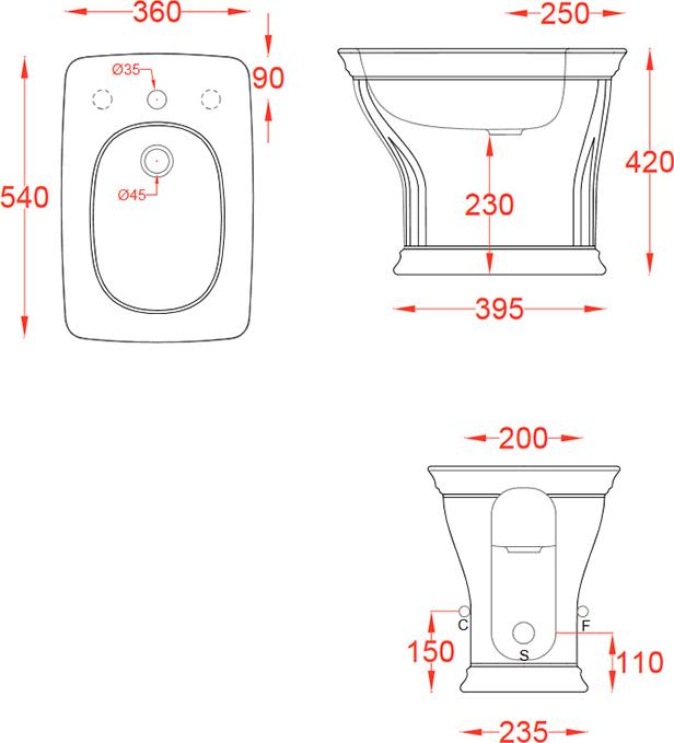 Напольное биде ArtCeram Civitas CIB002 03 00, черный