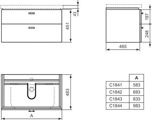 Тумба для комплекта 60 см Ideal Standard Connect C1841WG белый глянцевый