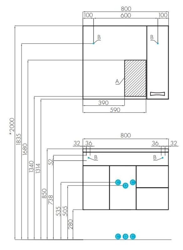 Тумба с раковиной Aquaton Диор 1A1678K2DR010 белый