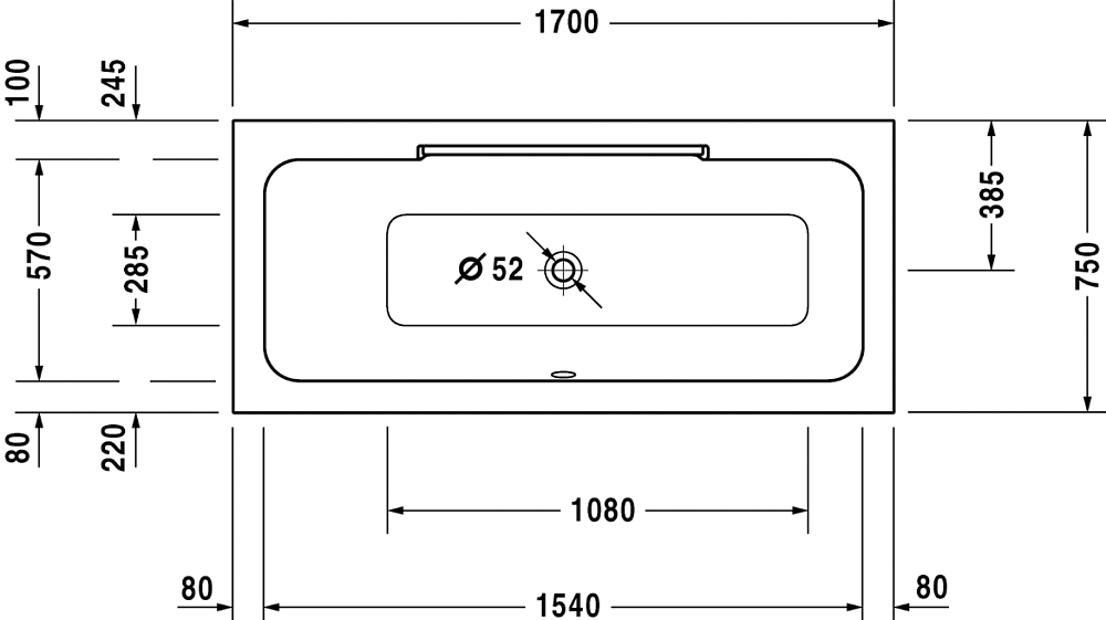 Акриловая ванна Duravit Durastyle 170x75 700296 с ножками 790100