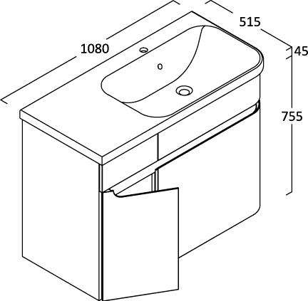 Мебель для ванной Berloni Bagno Joy JY BT36TM DX 110 белый глянцевый