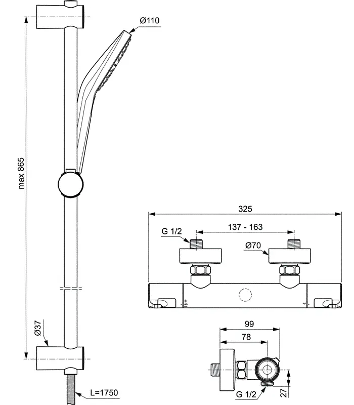 Душевая система Ideal Standard Ceratherm A7218AA хром