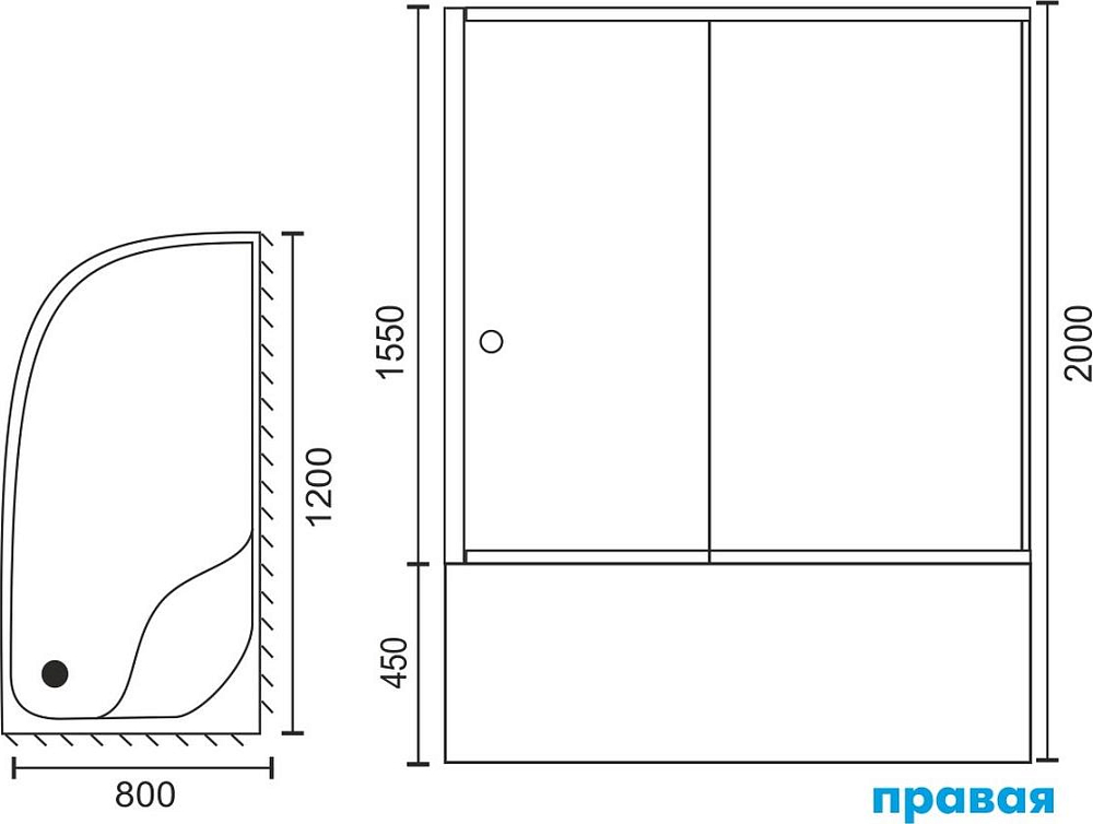 Душевой уголок 120х80 см Royal Bath BK RB8120BK-T-R стекло прозрачное с поддоном