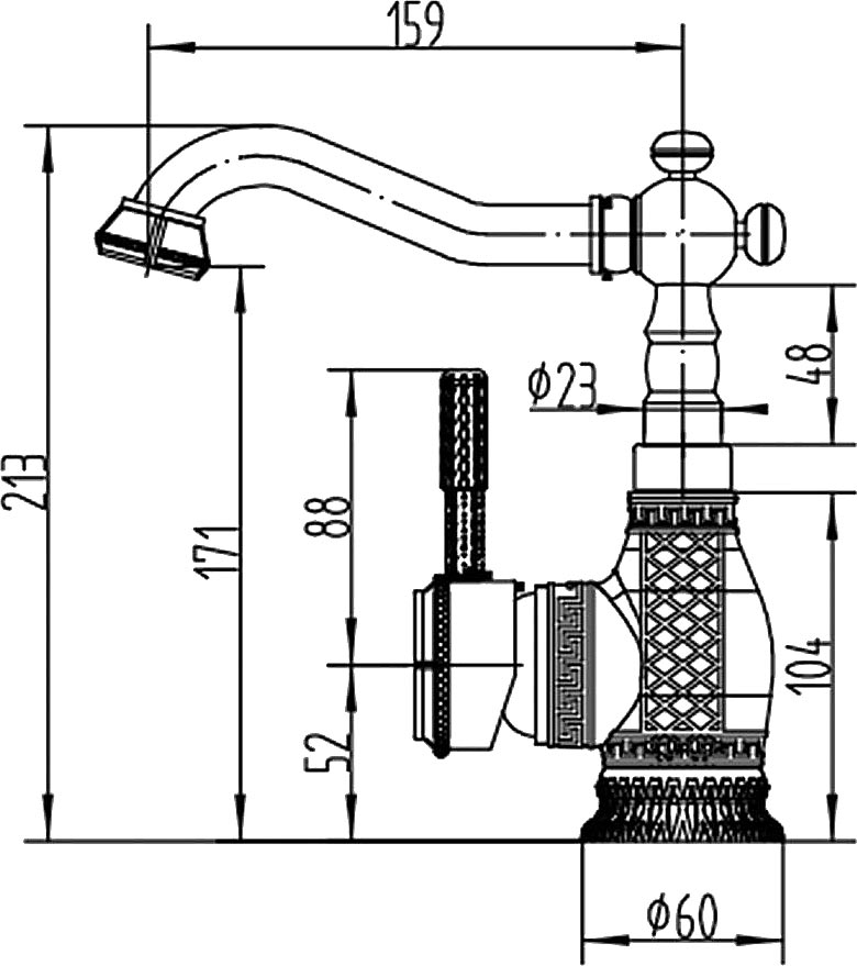 Смеситель Zorg Antic A 314U-BR для раковины