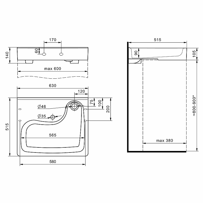 Раковина Santek Клио 50 1WH501770 белый