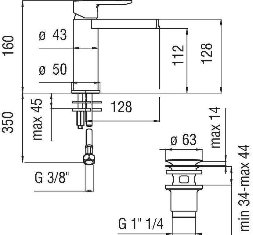 Смеситель для раковины Teknobili New Road RDC0118/2CR хром