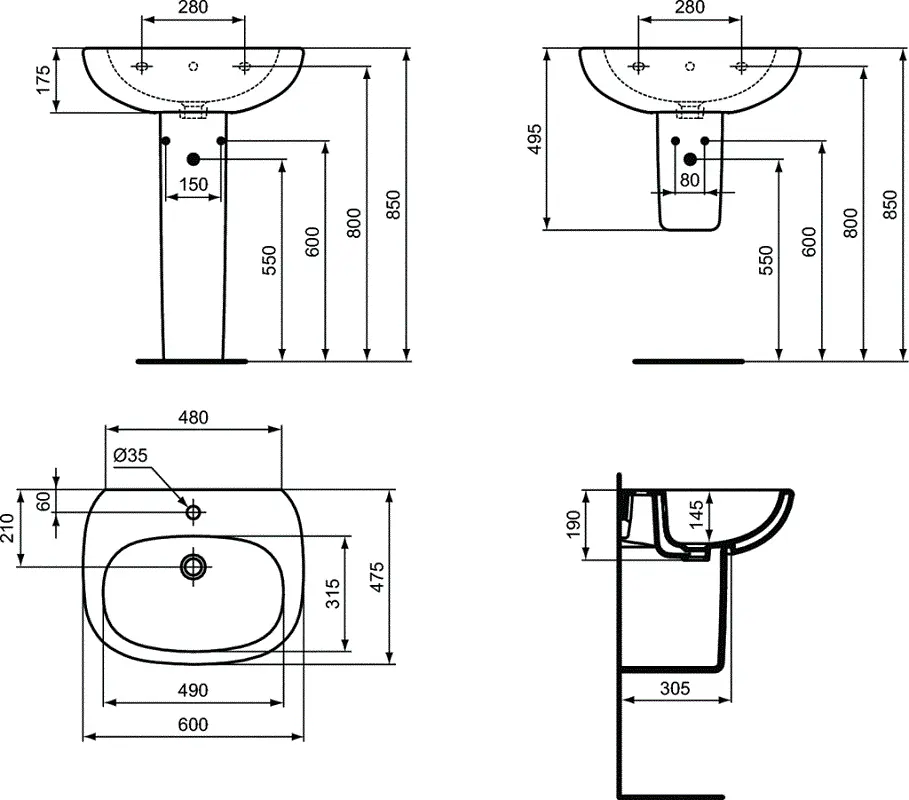 Раковина Ideal Standard Tesi T351401 белый