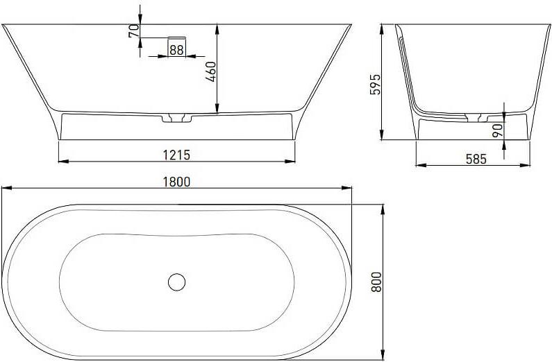 Ванна из искусственного камня Salini Mona 180x80 102921M, белый матовый