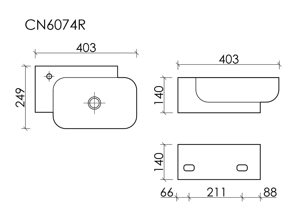 Раковина подвесная Ceramica Nova Element CN6074R белый