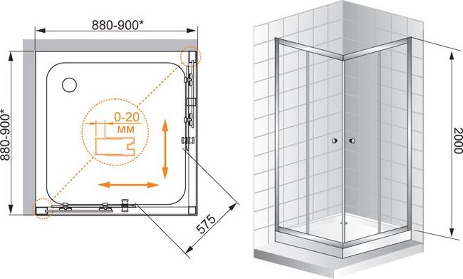 Душевой уголок Cezares Anima W A2 100 C Cr