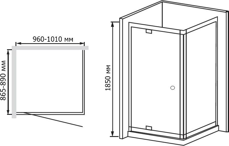 Душевой уголок RGW Passage PA-43 (960-1010)x900 стекло чистое