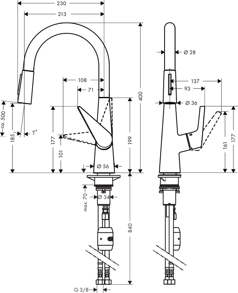 Смеситель для кухонной мойки Hansgrohe Talis S 72813000, хром